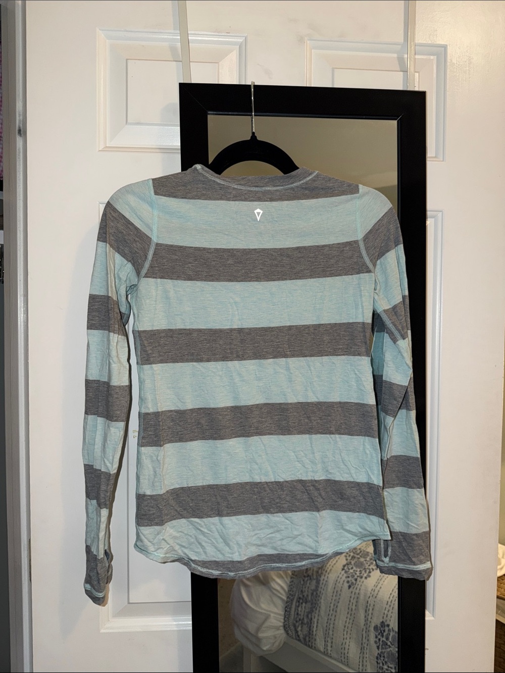 Ivivva Girls' Long Sleeve Striped Tee in Light Blue and Gray